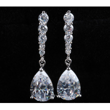 Silver Cubic Zirconia Crystal Dangle Gold Earrings